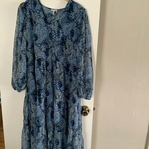 Joie Blue Floral Long Sleeve Dress